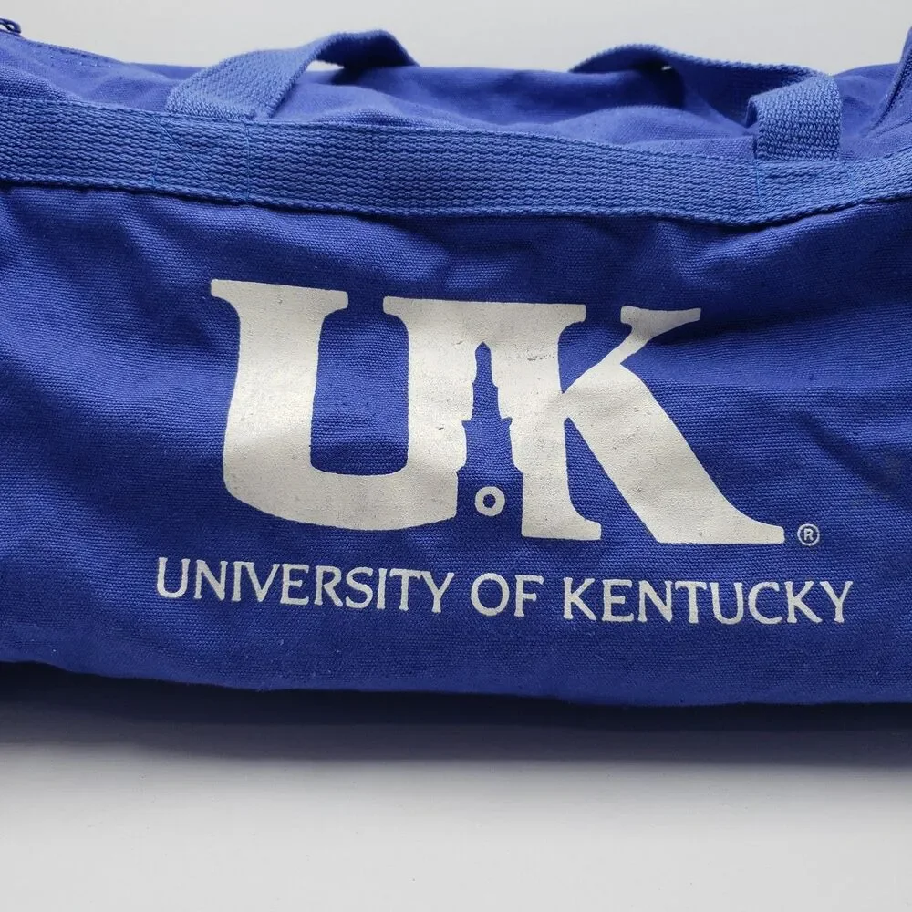 Vintage University of Kentucky Blue Barrel Duffel Bag UK Wildcats College Travel